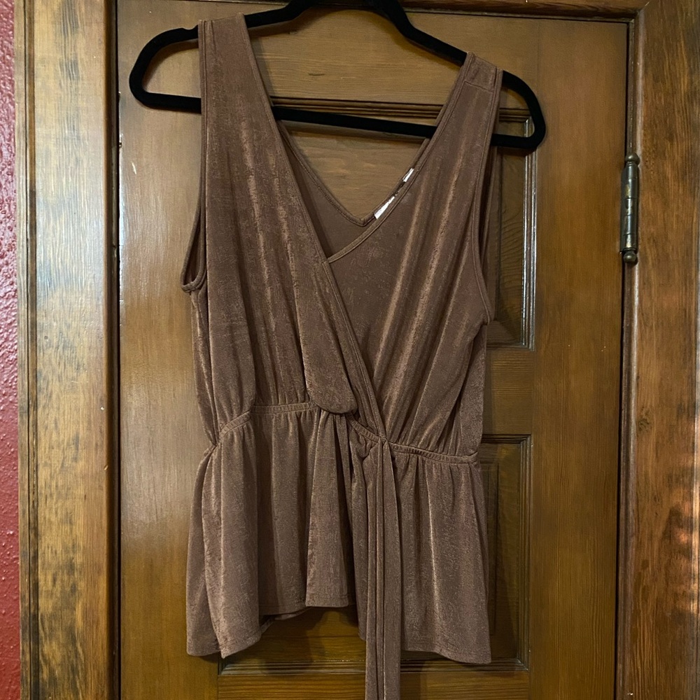 Brown Sleeveless Wrap Top